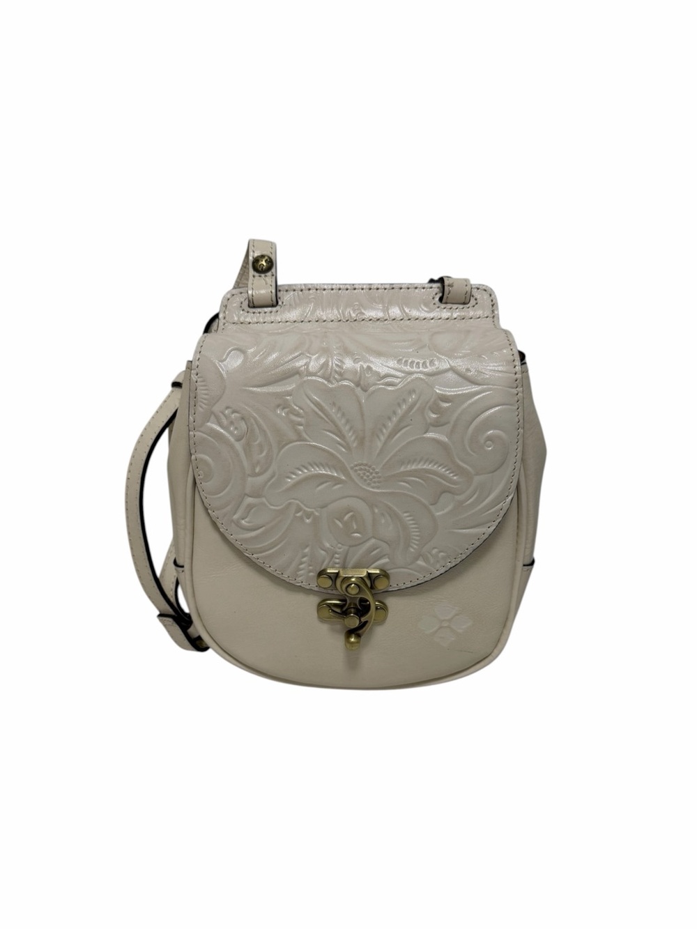 Patricia Nash Floral Cream Leather Crossbody Handbag